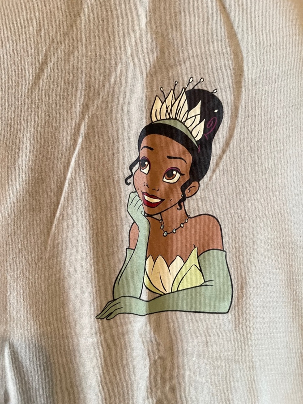 NWT - Disney Princess Tiana Graphic Tee in Light Green and Cream